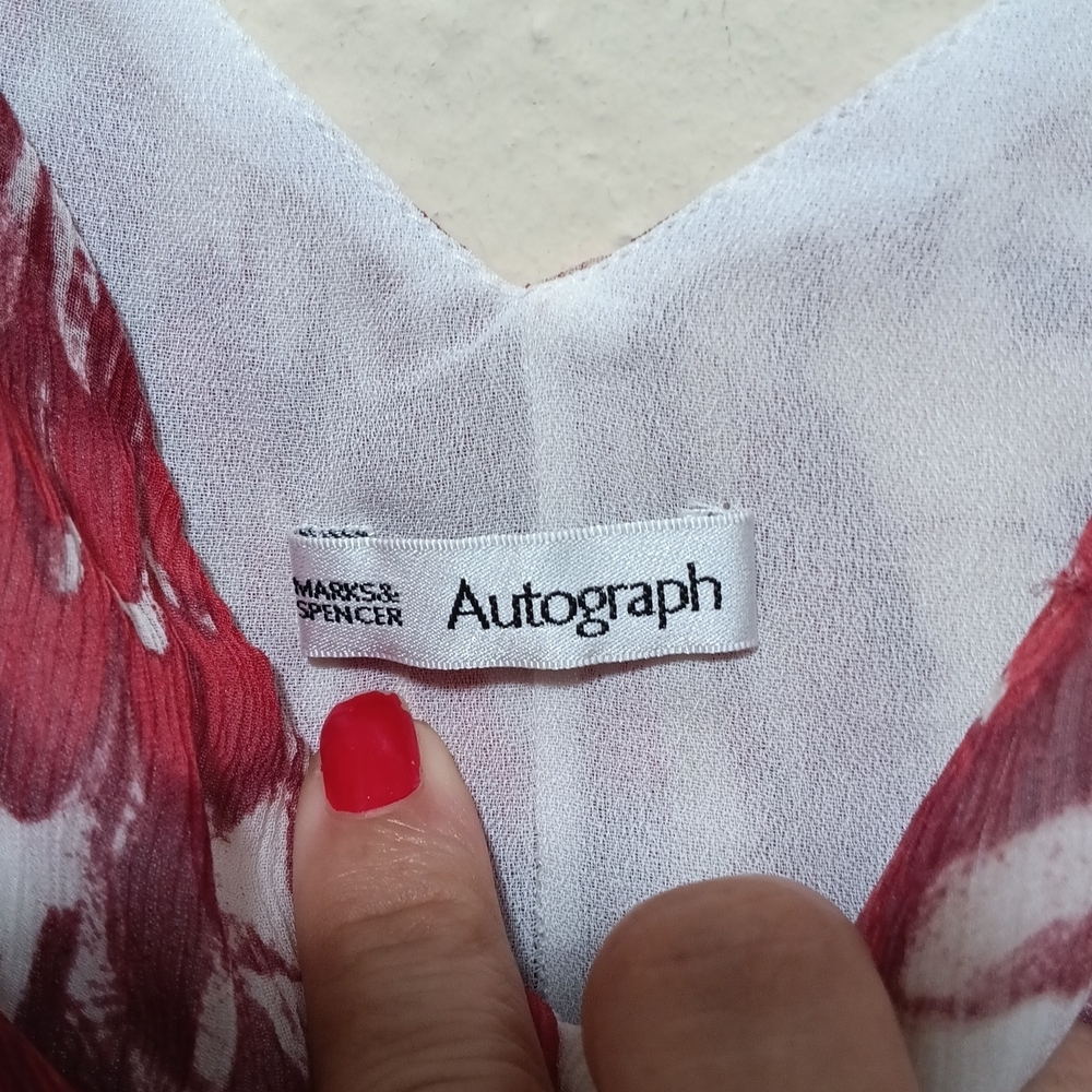 Autograph Burgundy and White Maxi Dress - Picture 4 of 9